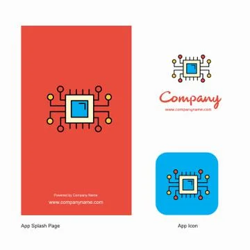 Processor Company Logo App Icon and Splash Page Design. Creative Business App 库存插图