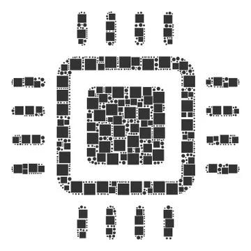 Processor Composition of Squares and Circles Stock Illustration
