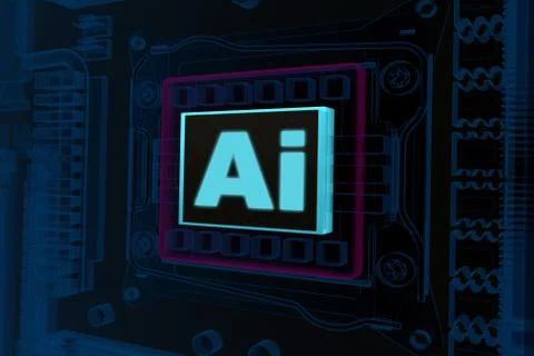 Processor on a computer board with the inscription AI 스톡 일러스트