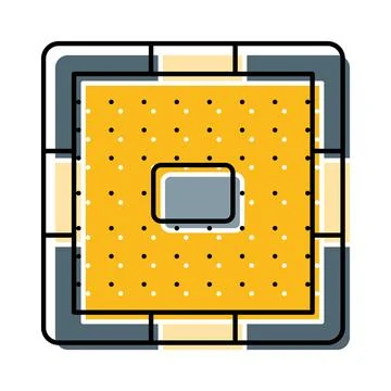 Processor computer chip black line icon illustration 스톡 일러스트
