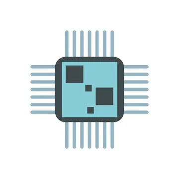 Processor computer device isolated icon 库存插图
