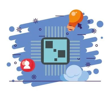 Processor computer device isolated icon Stock Illustration