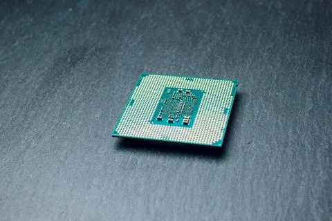 Processor for computer isolated on a colored background Stock Photos