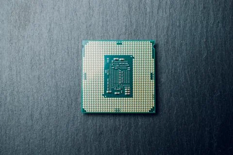 Processor for computer isolated on a colored background 库存照片