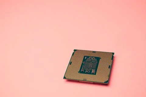 Processor for computer isolated on a colored background Stock Photos