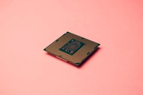 Processor for computer isolated on a colored background Stock Photos