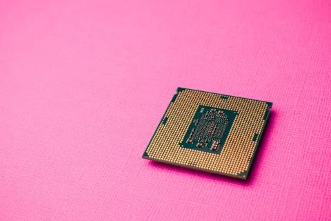 Processor for computer isolated on a colored background Foto stock