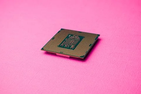 Processor for computer isolated on a colored background Foto stock