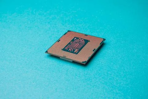 Processor for computer isolated on a colored background Stock Photos