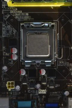 The processor of the computer on the motherboard. Electronic elements and a.. 写真素材