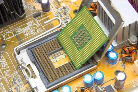 Processor on the computer motherboard 스톡 사진