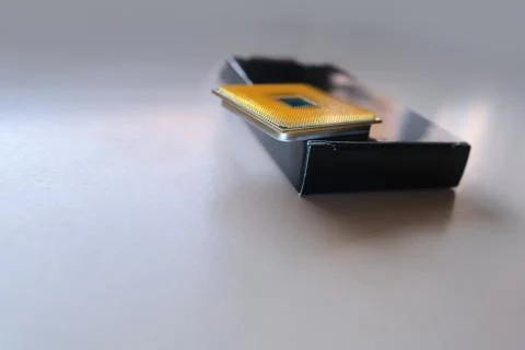 Processor for a computer, replaceable plastic part of a modern gadget, photog 写真素材
