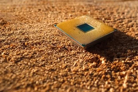 Processor for a computer, replaceable plastic part of a modern gadget, photog 写真素材