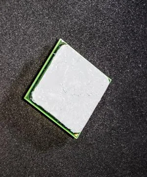The processor of the computer with the thermal paste applied on it. Details o Foto stock