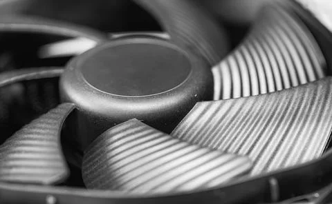 Processor cooler close up on a main computer board. Stock Photos