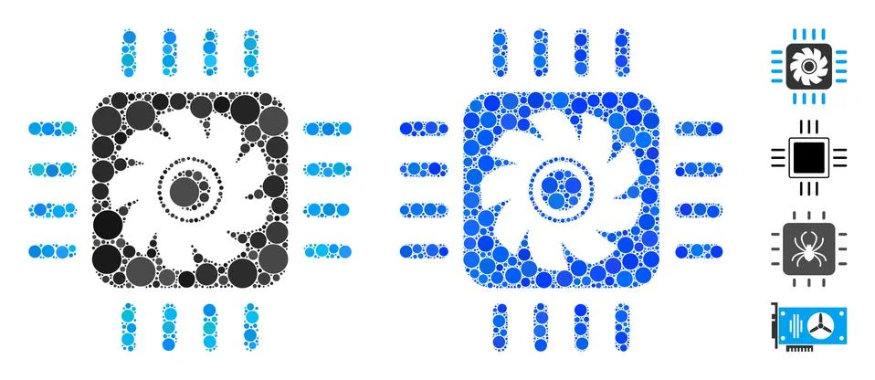 Processor Cooler Composition Icon of Spheric Items Stock Illustration