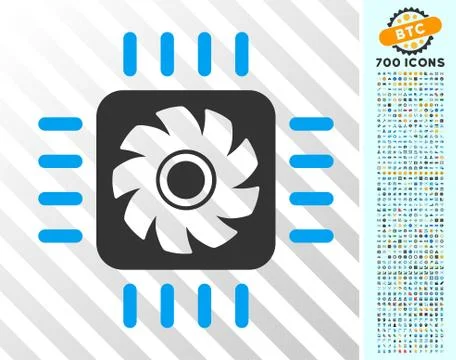 Processor Cooler Flat Icon with Bonus 스톡 일러스트