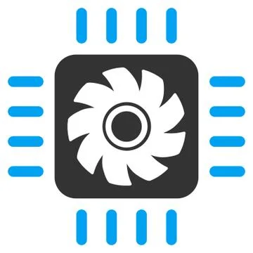 Processor Cooler Flat Vector Icon 스톡 일러스트