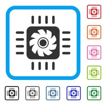 Processor Cooler Framed Icon Stock Illustration