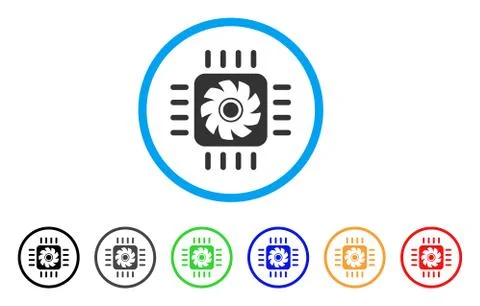 Processor Cooler Rounded Icon Illustrazione stock