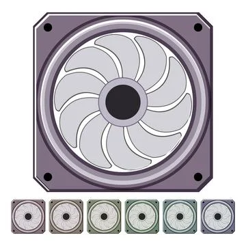 Processor cooling fan pc cartoon vector graphic Illustrazione stock