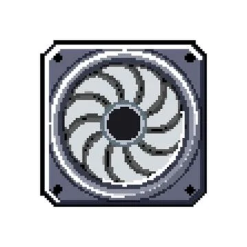 Processor cooling fan pc pixel art vector illustration Stock Illustration