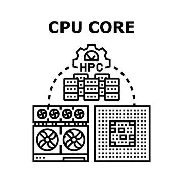 Processor core computing architecture concept visualization Stock Illustration