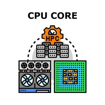 Processor core computing architecture concept visualization Stock Illustration