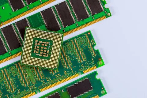 Processor CPU and RAM memory modules Stock Photos