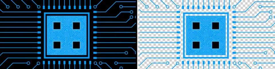 Processor cpu blue Stock Illustration