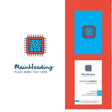 Processor Creative Logo and business card. vertical Design Vector Stock Illustration
