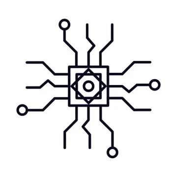 Processor electronic chip isolated icon Stock Illustration