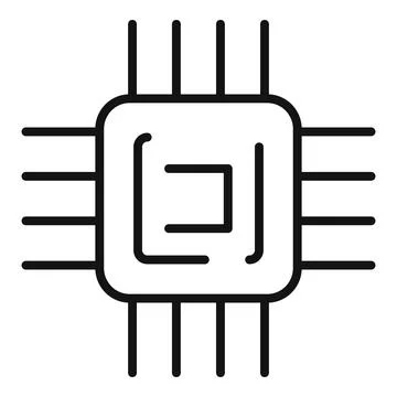 Processor engineering icon, outline style Stock Illustration
