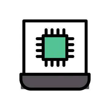 Processor flat color icon 스톡 일러스트