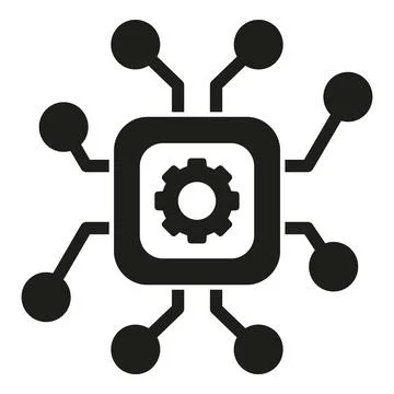 Processor gear icon processing computer data network イラスト素材