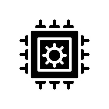 Processor glyph flat icon 스톡 일러스트