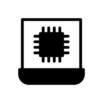 Processor glyph flat icon 스톡 일러스트