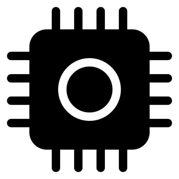 Processor glyph icon isolated on white background 스톡 일러스트