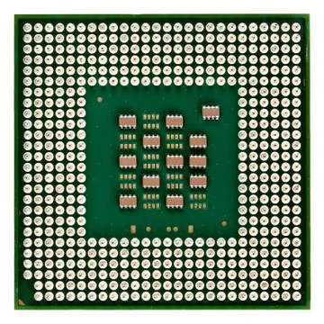 Processor with gold contact Foto stock