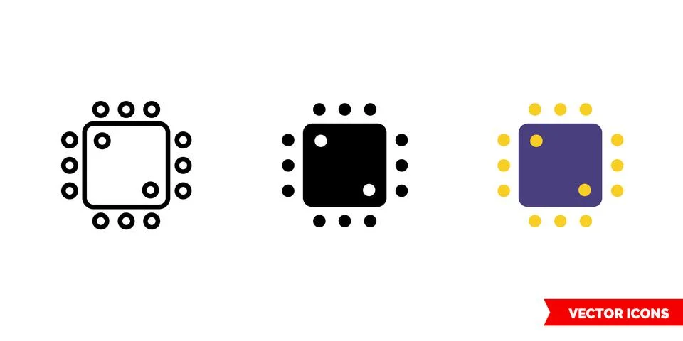 Processor icon of 3 types color, black and white, outline. Isolated vector si イラスト素材