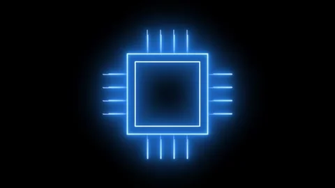 Processor Icon animated on Black Background. Video stock 274561298