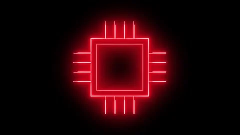 Processor Icon animated on Black Background. Video stock 274561325