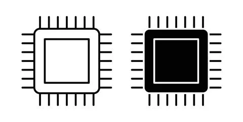 Processor icon in black and white. vector icon pack for websites Stock-Illustration