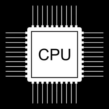 Processor icon on black. Stock Illustration