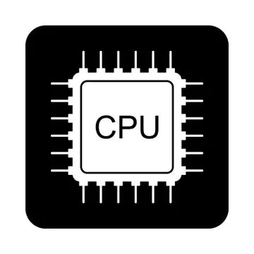 Processor icon on black. Stock Illustration