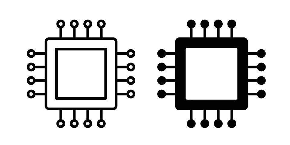 Processor icon black vector isolated on white 库存插图