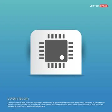 Processor icon - Blue Sticker button Stockillustratie