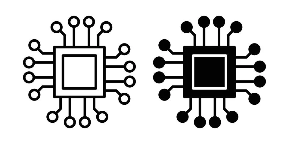 Processor icon design. Illustration icons in linear and clipart pack Illustrazione stock