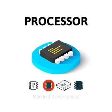Processor icon in different style Illustrazione stock