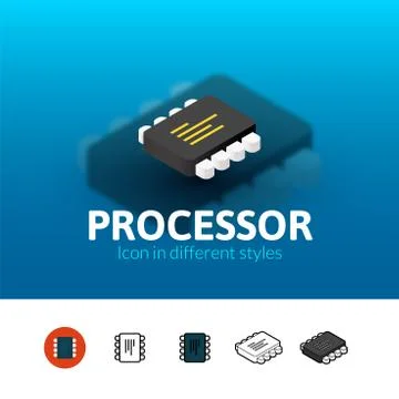 Processor icon in different style Stock Illustration